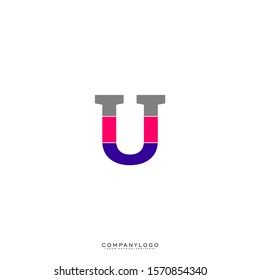 simple geometric colorful business U logotype creative design concept.