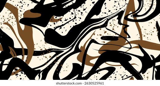 Simple geometric contemporary seamless pattern. Hand-drawn abstract flower and leaf shape textures. Perfect for luxury fashion projects, textiles, and home decor. Vector illustration