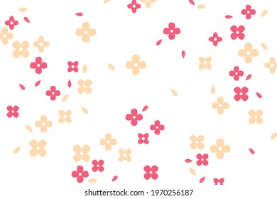 Simple geometric contours of flowers on a white background. Pink orange plants in Scandinavian  style