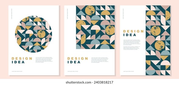 Fundas geométricas simples. Afiches de plantillas vectoriales minimalistas. Diseño de portadas de moda. Composiciones de formas geométricas. Aplicable a folletos, carteles, portadas y banners.
