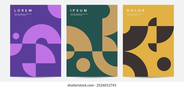 Conjunto de cubiertas geométricas simples. Plantillas de Vector minimalistas.