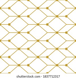Simple geometric cubes in gold outline with dots against a white background, vector illustration