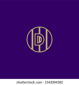 simple geometric D logo letter isolated on purple background design concept, vector illustration.
