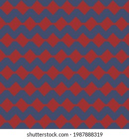 Simple geometric decoration consisting of chains with red square patches and blue zigzags.
