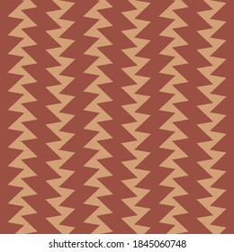 Simple geometric decoration in red brown and beige. Ceramic tile with a serrated striped pattern.