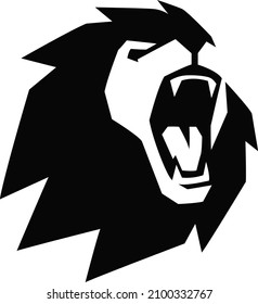 Simple Geometric Design of Head of Lion Roaring 