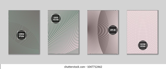 Simple geometric design title page vector. Cool tile journal header page set. First page minimal background for corporate notebook, dairy or notepad.