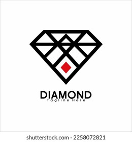 Simple geometric Diamond logo design with square and triangle elements. Logo can be used for gems business.