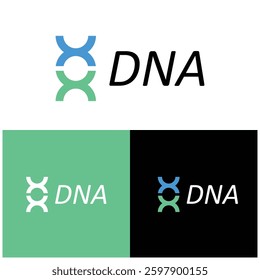 simple geometric DNA logo icon vector