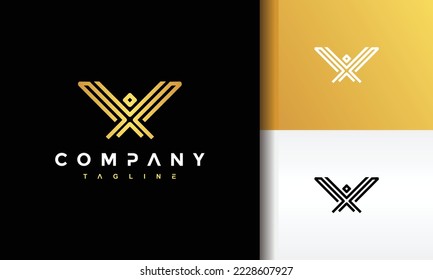 simple geometric eagle line logo	