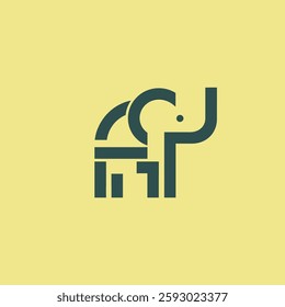 Simple Geometric Elephant Logo – A sleek elephant logo with geometric lines, symbolizing wisdom.