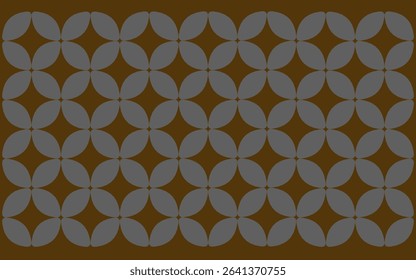 Simple geometric ethnic style Batik motif featuring gray rounded petal shapes on a dark brown background, forming a repeating traditional-like design