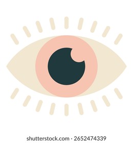 Simple geometric eye with a curved line for vision.