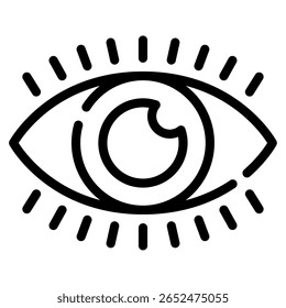 Simple geometric eye with a curved line for vision.