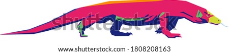 Simple geometric flat design komodo, flat icon vector illustration.
