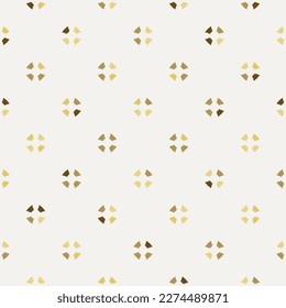 Simple geometric floral pattern. Vector minimalist seamless texture with small flower shapes. Abstract minimal geo background in beige and gold tones. Retro vintage style. Repeat decorative design