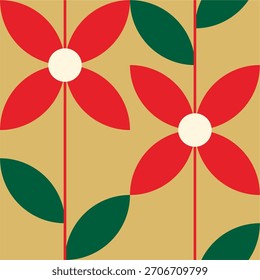 Simple geometric floral seamless pattern background.