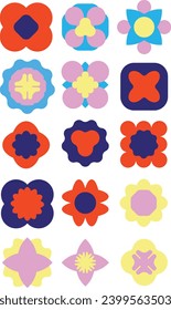 Simple Geometric Flower Elements Set