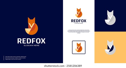 simple geometric fox, digital services, graphic design vector.