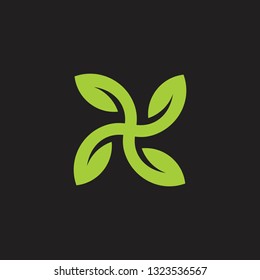 simple geometric green leaf circle logo vector