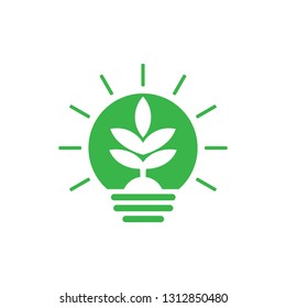 simple geometric green plant light bulb symbol logo vector