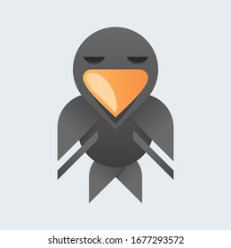 Simple geometric grey grumpy crow