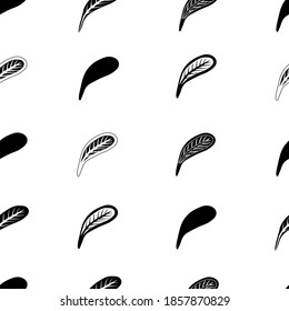 Patrón de plumas geométricas simples dibujadas a mano. Patrón de plumas sin foco