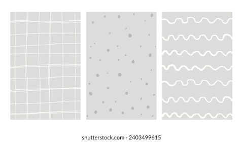 Simple Geometric Hand Drawn Irregular Patterns. Doodle Checkered simple drawing with textures. Poster set.
Funny Pastel Color Graph Paper.