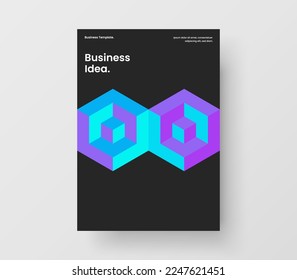 Simple geometric hexagons annual report template. Modern corporate brochure A4 design vector illustration.