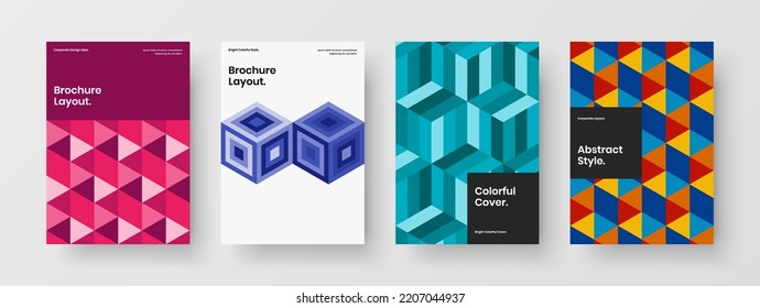 Simple geometric hexagons brochure concept collection. Abstract cover A4 vector design template composition.