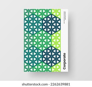 Simple geometric hexagons magazine cover template. Colorful brochure vector design illustration.