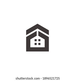 simple geometric home arrow up design logo vector