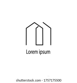 Simple Geometric House Architecture Construction icon Logo Vector illustration on white background. 