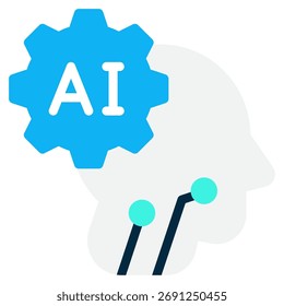 Ícone geométrico simples de uma rede cerebral de inteligência artificial.