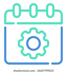 Simple geometric icon of automated scheduling with gears and calendar For web, app, infographic, etc
