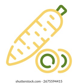 Simple geometric icon of cassava roots.