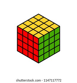 Rubik`s Cube Logo Design Icon, Vector Illustration. Geometric Sign Pattern.  Editorial Stock Image - Illustration of construction, green: 82920619