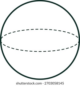 Una ilustración geométrica simple de un círculo con líneas guía centrales, adecuado para diagramas de matemáticas, materiales educativos, lecciones de aula, aprendizaje de geometría y gráficos instructivos.