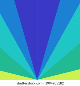 Simple geometric illustration with colorful striped rainbow. Abstract multicolored bow. Flat vector design.