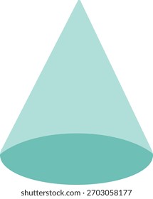 A simple geometric illustration of a cone with clean outlines and soft shading, suitable for educational diagrams, math lessons, classroom materials, and learning resources.