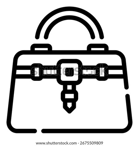 Simple geometric illustration of a handcrafted leather bag for web, app, infographic, etc