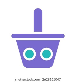 Simple geometric illustration of a stylized bucket with unique coloration
