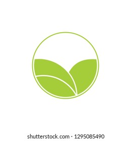 simple geometric leaf plant circle logo vector