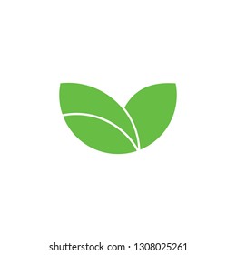 simple geometric leaf plant circle logo vector
