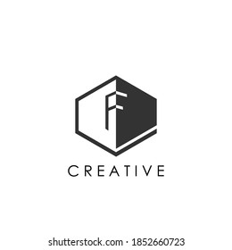 Letra geométrica simple F Concepto de logotipo inicial hexagón con letra espacial negativa para Apartment Real Estate, Propiedad, Hotel y Arquitectura Business.