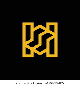 Simple geometric letter HS or SH logo