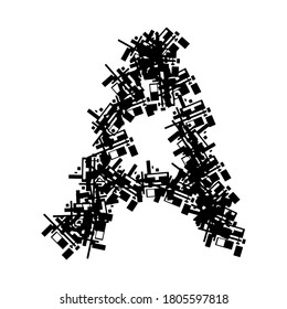 Einfache geometrische Buchstaben einzeln auf weißem Hintergrund.Vektorgrafik.