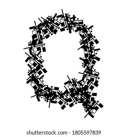 Simple geometric letter isolated on white background.Vector font.
