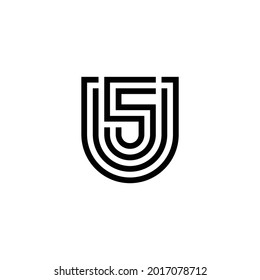 Simple geometric letter US or SU logo