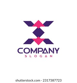 Simple geometric letter X logo design template for modern companies